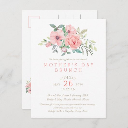 Muttertag Einladungspostkarte (Vorne/Hinten)