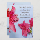 Muttertag Elegant Rosa Azalea Blume Dankeskarte (Vorne/Hinten)