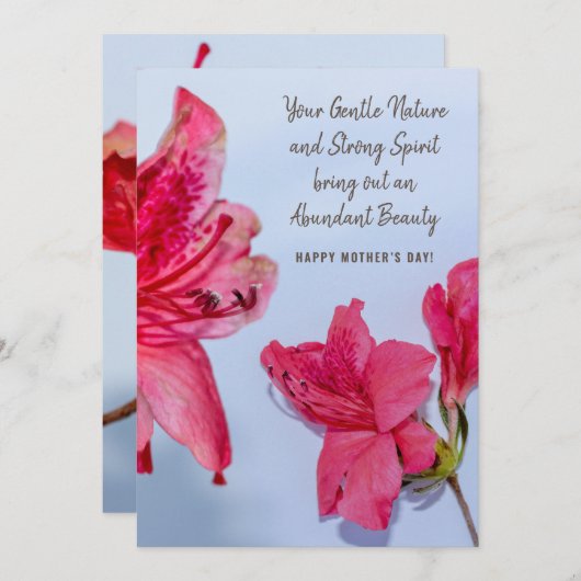 Muttertag Elegant Rosa Azalea Blume Dankeskarte (Vorne/Hinten)