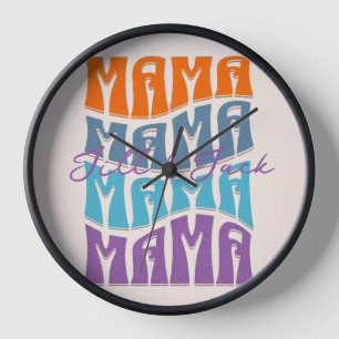 Muttertag farbenfrohe Typografie Mama Kinder Name Uhr