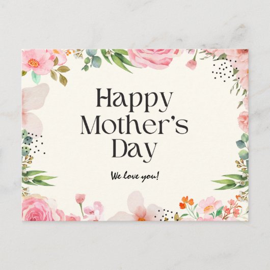 Muttertag Feiertagspostkarte (Vorderseite)