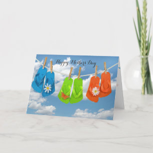 Muttertag-Flip-Flops an einer Wäscheleine Karte