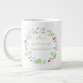 Muttertag floral grüne Superheldin-Mutter Jumbo-Tasse