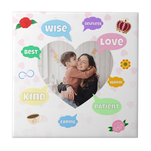 Muttertag Foto Wortwolken Beste Mutter Fliese (Vorderseite)