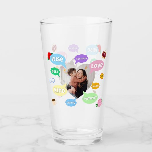 Muttertag Foto Wortwolken Beste Mutter Glas (Vorderseite)