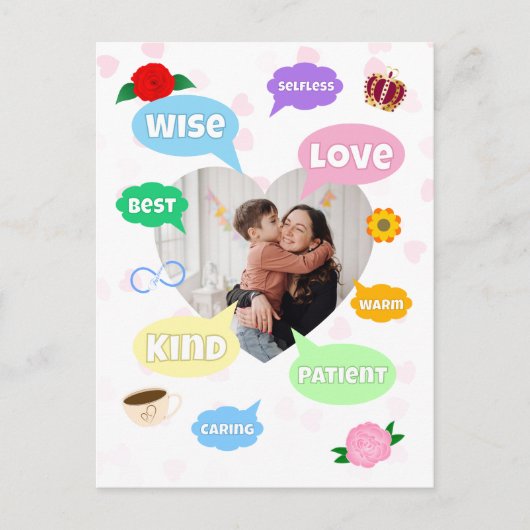 Muttertag Foto-Wortwolken Beste Mutter Postkarte (Vorderseite)
