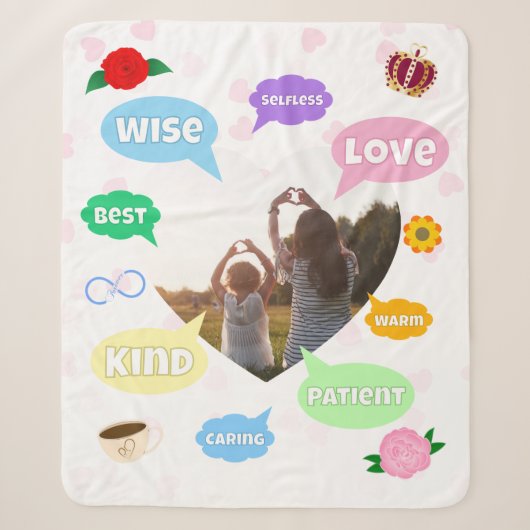 Muttertag Foto Wortwolken Beste Mutter Sherpadecke (Vorderseite)