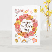 Muttertag Frieden und Liebe mit rosa Blume Karte (Gelbe Blume)