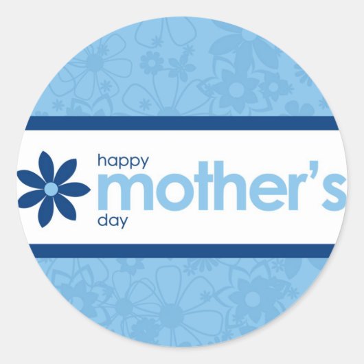 Muttertag fröhlicher Blue Floral Sticker (Vorderseite)
