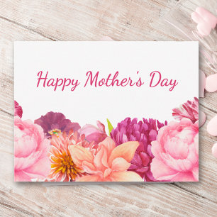 Muttertag für Mama Pink Floral Modern Feiertagspostkarte