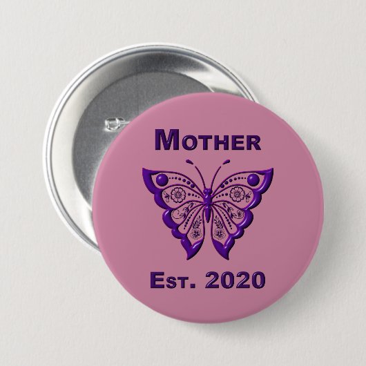Muttertag für Mutter "Est 2020" Button (Vorne & Hinten)