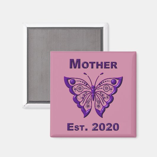 Muttertag für Mutter "Est 2020" Magnet (Vorderseite/Rückseite)