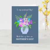 Muttertag für wunderbare Ehefrau Vase der Blume Karte (Gelbe Blume)