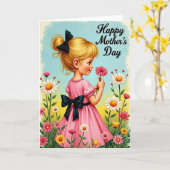 Muttertag-Garten-Mädchen-Karte Karte (Gelbe Blume)