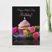 Muttertag Geburtstag mit Cupcake und Blumen Karte (Vorderseite)