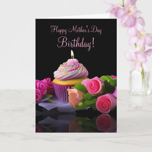 Muttertag Geburtstag mit Cupcake und Blumen Karte (Orchidee)