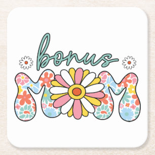 Muttertag Geschenk Bonus Mama Rechteckiger Pappuntersetzer