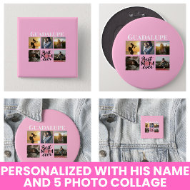 Muttertag Geschenke Foto Collage Trendy Pink Button