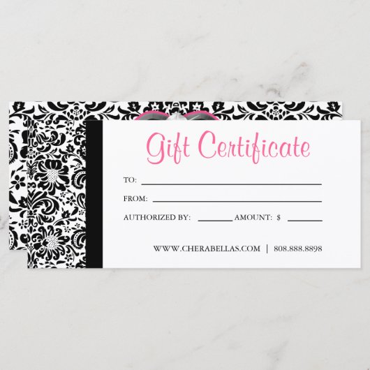 Muttertag Geschenkgutscheine Salon Pink Damask (Vorne/Hinten)