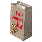 Muttertag Geschenktasche - Klein, glänzend Kleine Geschenktüte (Rückseite Schrägansicht)