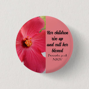 Muttertag Gesegnete Bibel Verse Korallen Rosa Blum Button
