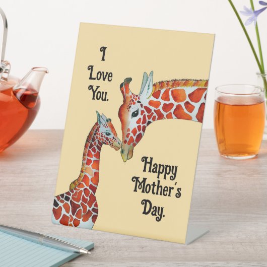 Muttertag Giraffen Pedestal-Zeichen Sockelschild (In Situ)