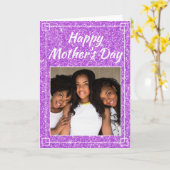 Muttertag Girly Glitzer Custom Family Foto Karte (Gelbe Blume)