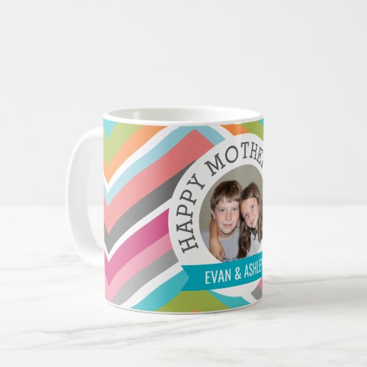 Muttertag glücklich - Benutzerdefinierte Fotovorla Kaffeetasse (Vorderseite Links)