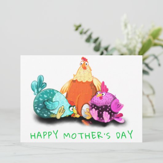 Muttertag glücklich - Hühner Wartete zu hatch (Stehend Vorderseite)