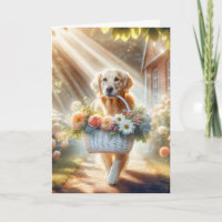 Muttertag Goldener Retriever mit Blume-Korb