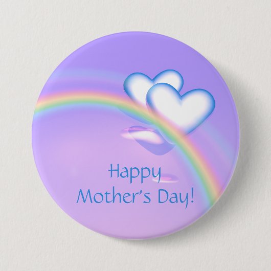 Muttertag Herzen auf Regenbogen Button (Vorderseite)