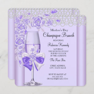 Muttertag Hübsch Lilac Rose Champagne Brunch 2C Einladung