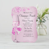 Muttertag Hübsch Rosa Champagner Brunch Einladung (Stehend Vorderseite)