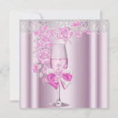 Muttertag Hübsch rosa Rose Champagner Brunch 2B Einladung (Rückseite)