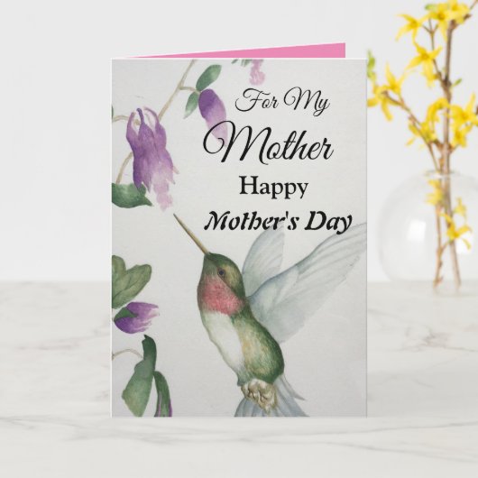 Muttertag Hübsche Hummingbird-Karte Karte (Gelbe Blume)