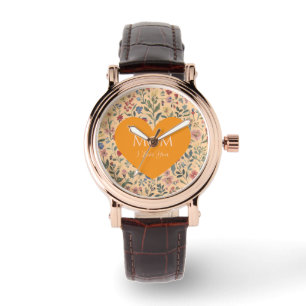 Muttertag, Ich liebe Dich, Blumenmuster, Liebesher Armbanduhr