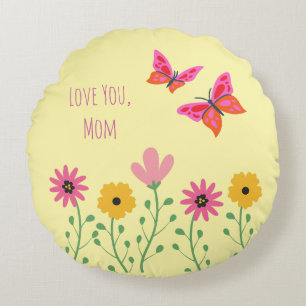 Muttertag, Ich liebe dich Mama, Blumenmuster Rundes Kissen