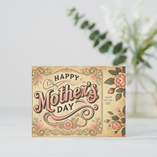 Muttertag im Vintagen Stil Postkarte (Stehend Vorderseite)
