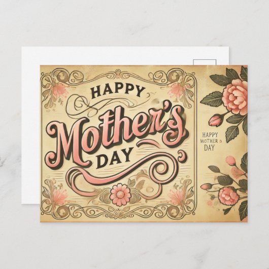 Muttertag im Vintagen Stil Postkarte (Vorne/Hinten)