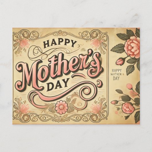 Muttertag im Vintagen Stil Postkarte (Vorderseite)