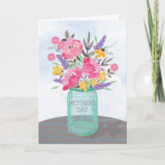 Muttertag Jar Vase mit Blume Karte (Vorderseite)
