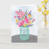 Muttertag Jar Vase mit Blume Karte (Gelbe Blume)