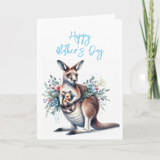 Muttertag Kangaroo Grußkarte Dankeskarte (Vorderseite)