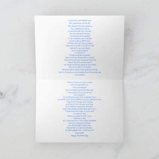 Muttertag Karte (Innenseite)