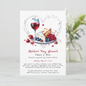 Muttertag Käse & Wein Brunch Einladung (Stehend Vorderseite)