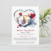 Muttertag Käse & Wein Brunch Einladung (Stehend Vorderseite)