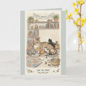 Muttertag Katze und Kätzchen Karte (Gelbe Blume)