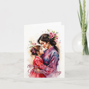 Muttertag Kimono Kunst mit floraler Embrace Karte