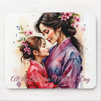 Muttertag Kimono Kunst mit floraler Embrace Mousepad