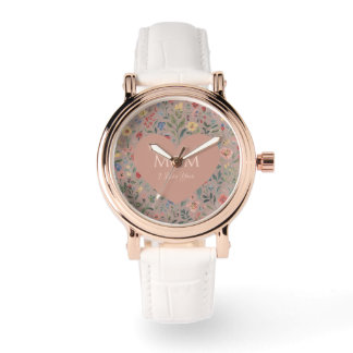 Muttertag,Liebe Dich,Blumenmuster,Liebes Herz Armbanduhr
